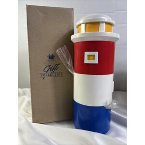 VTG 96 Avon Lighthouse Condiment Holder Down‎ By The Sea 3 Serving Bowls Spoons